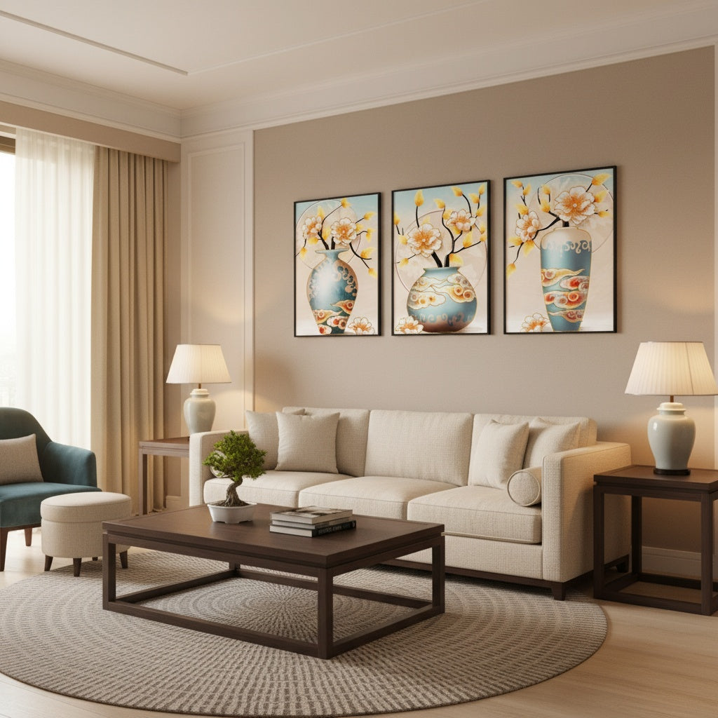 Asian-Inspired Vases with Flowers (discounted £240)